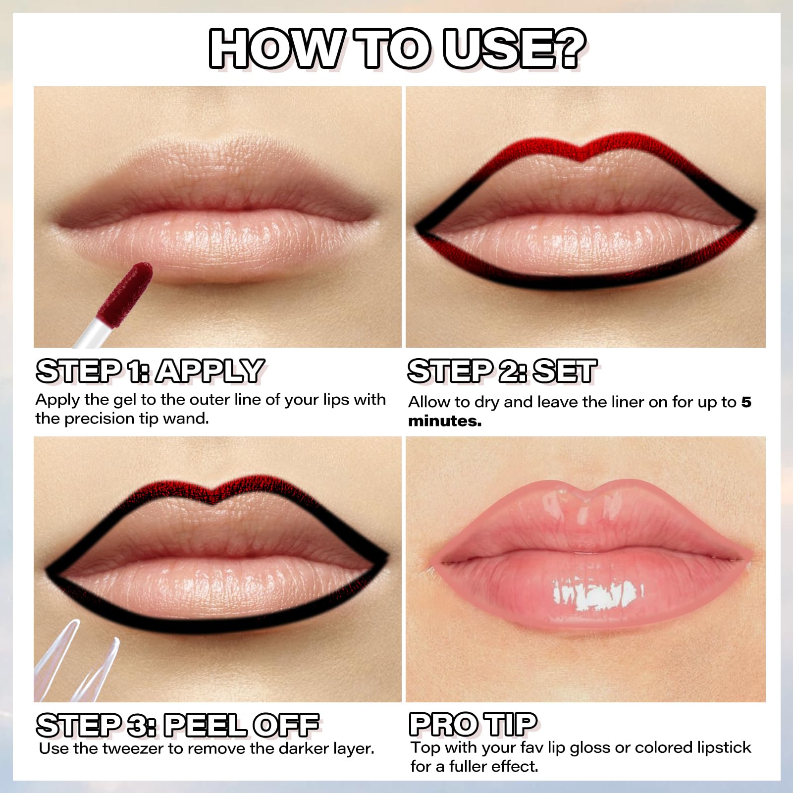 Cilrofelr precision tip enables exact cupid bow outlining