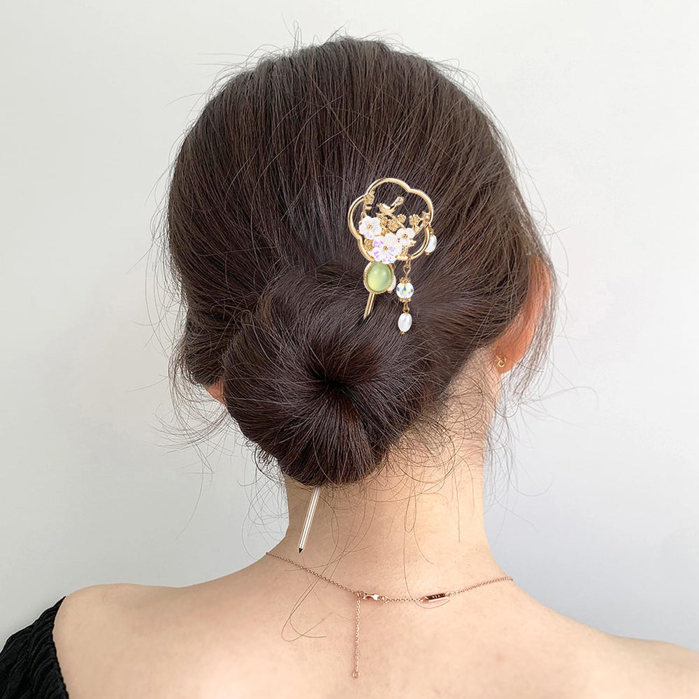 Cinaci bâton-cheveux pendants perles blancs, parfait pour chignon raffiné