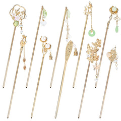Cinaci bâton-cheveux vintage doré avec perles, accessoire élégant pour coiffures formelles