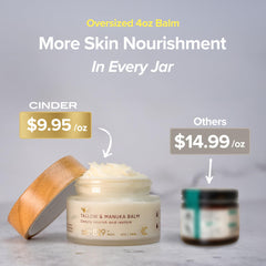 Baume Manuka Cinder Brands pour le corps, peau nourrie en profondeur.