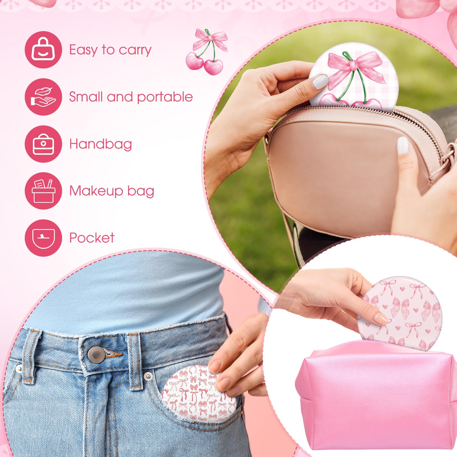 Coffret cadeau rose, miroirs délicats pour offrir avec style.