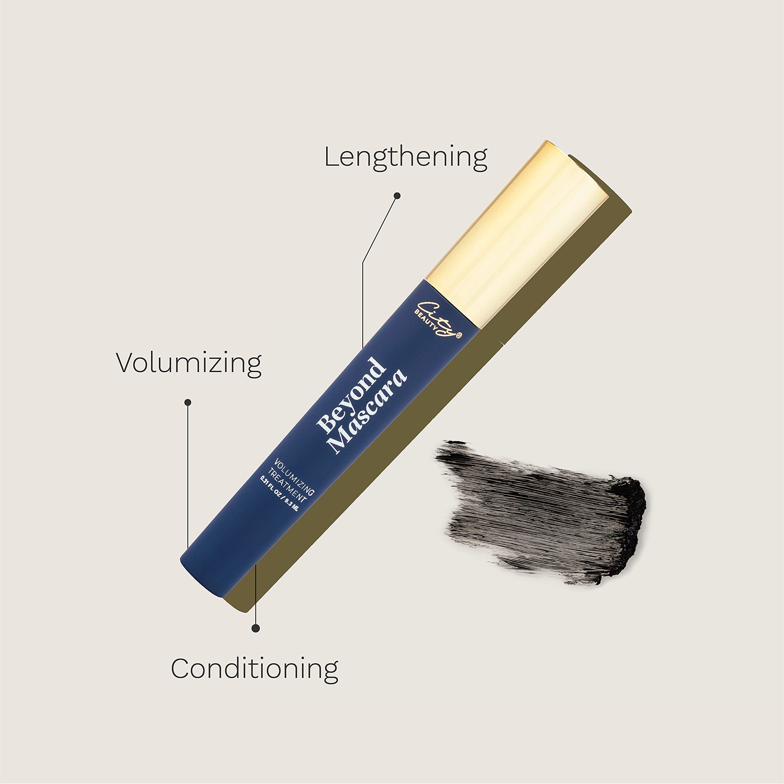 City Beauty Beyond Mascara nourrissant: biotine et kératine pour des cils plus forts.