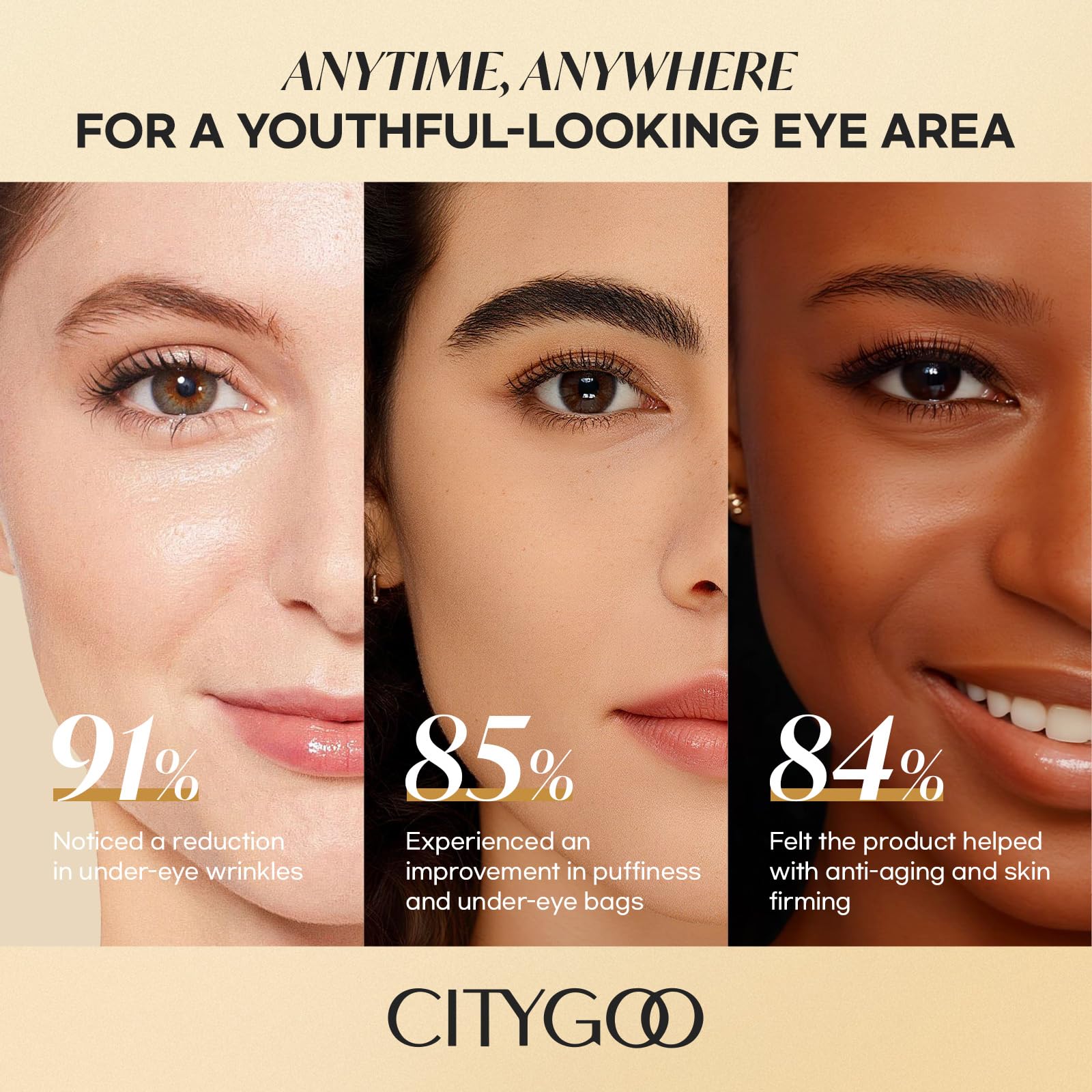 CITYGOO Retinol Eye Stick beside passport for travel skincare.