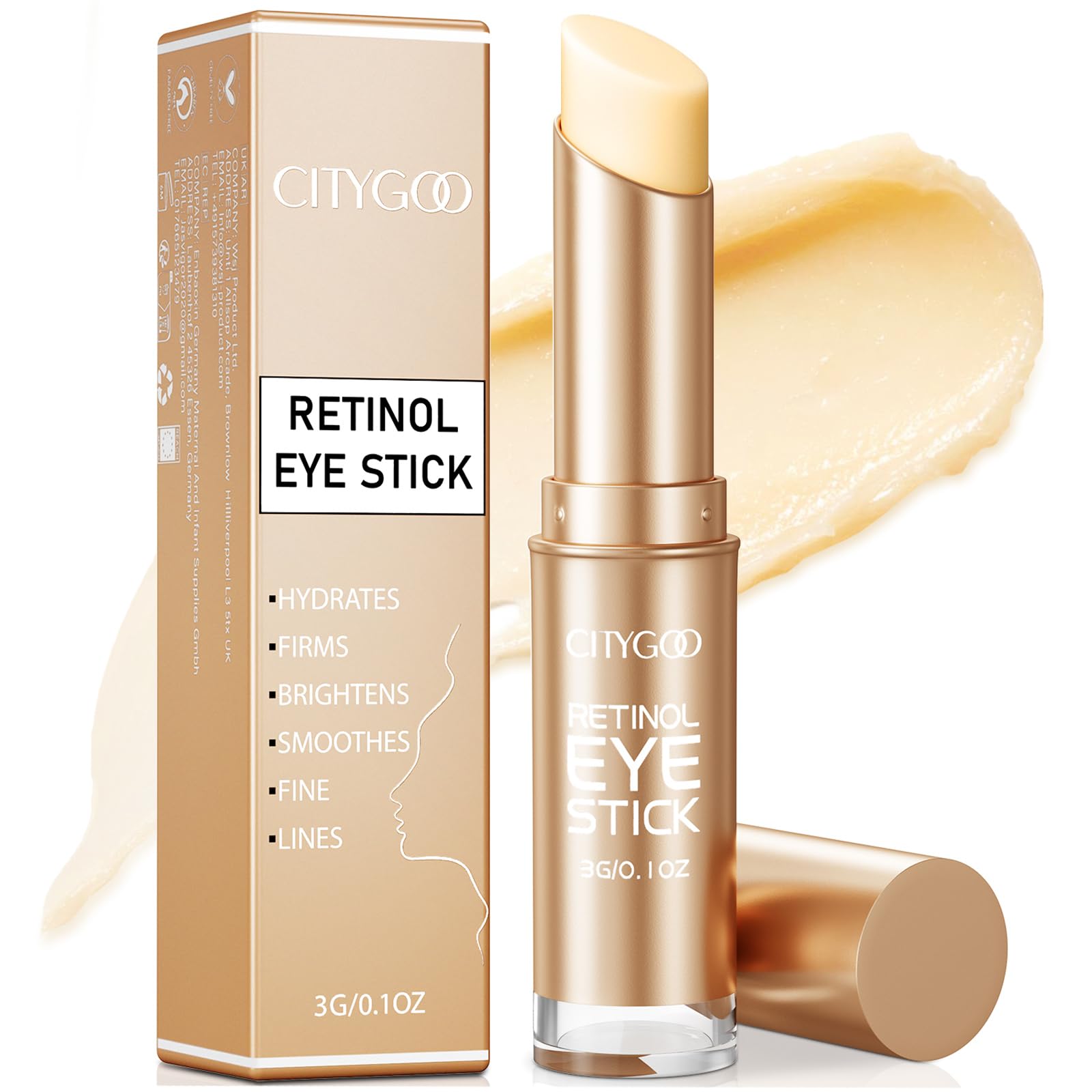 CITYGOO Bâton Rétinol pour les Yeux – application douce autour du contour.