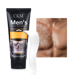 CKM Crème dépilatoire pour homme, application avec spatule pour une expérience pratique et rapide.