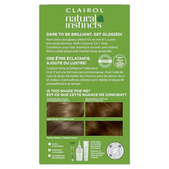 Kit coloration Clairol avec creme colorante et activateur, application simple.