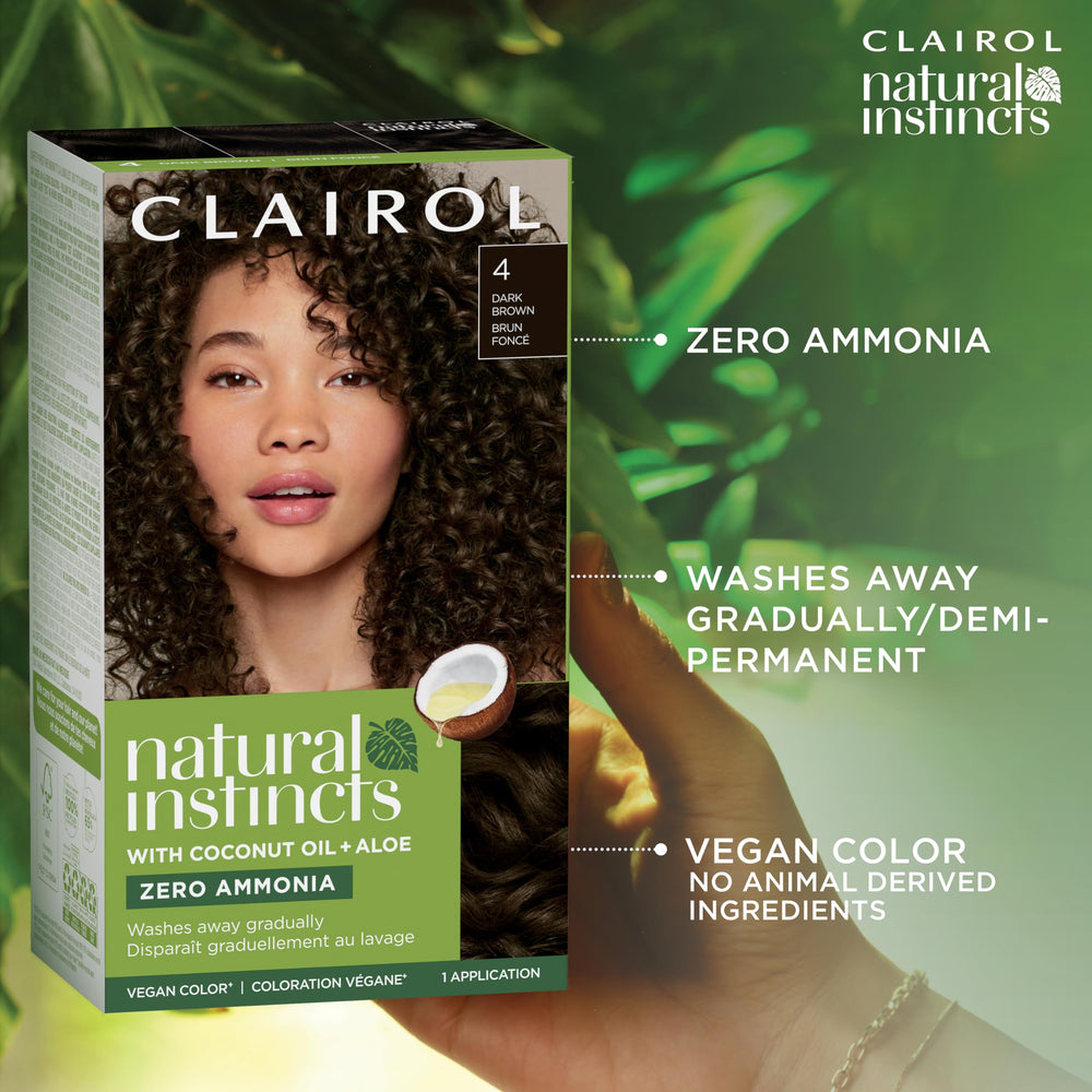 Clairol Natural Instincts: gamme 37 teintes naturelles pour un choix personnalisé.