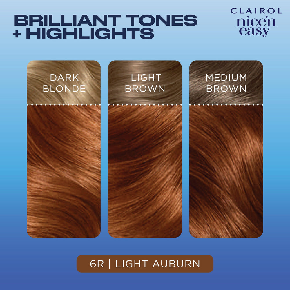 Trois tonalités et reflets Clairol Nice'n Easy 6R pour profondeur naturelle