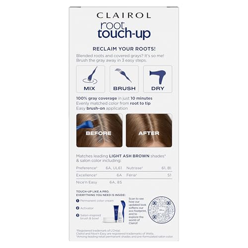 Clairol Retouche Racines - pinceau intégré pour une couverture homogène et rapide.