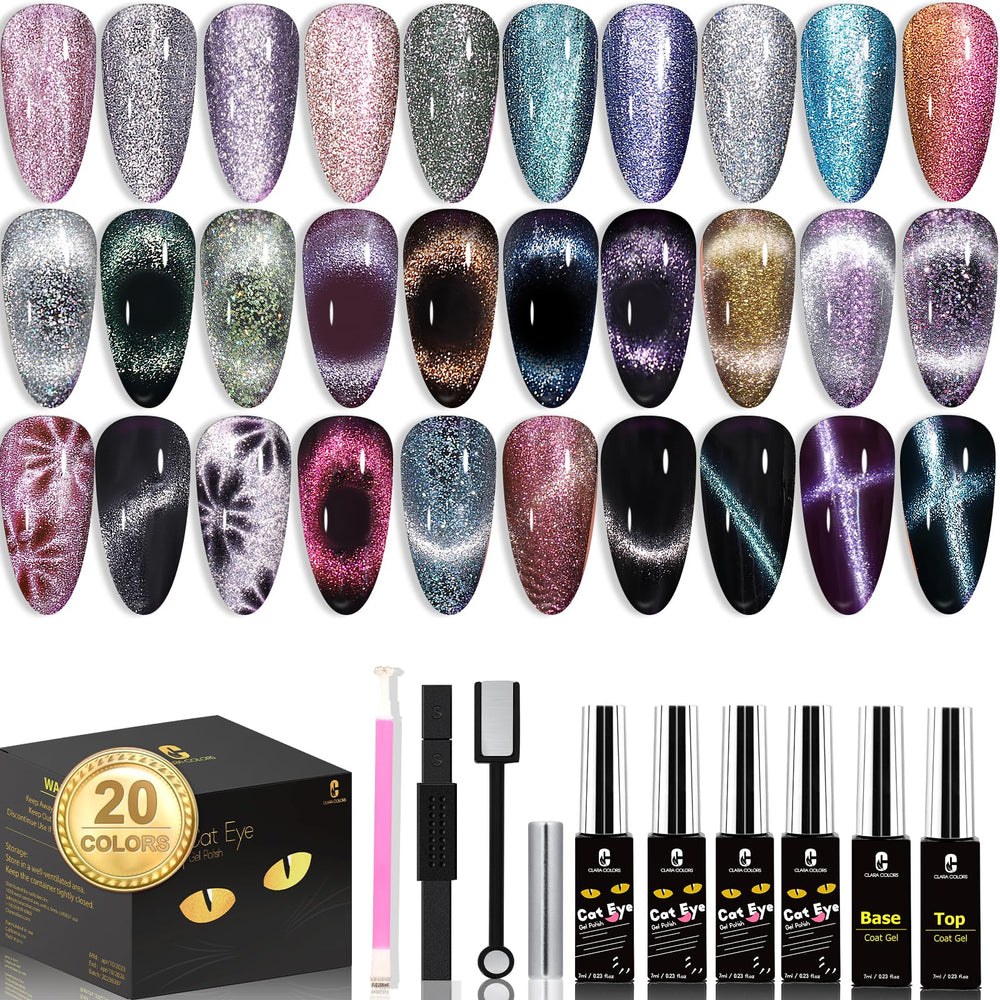 Kit Clara Colors Cat Eye: ensemble complet pour ongles holographiques
