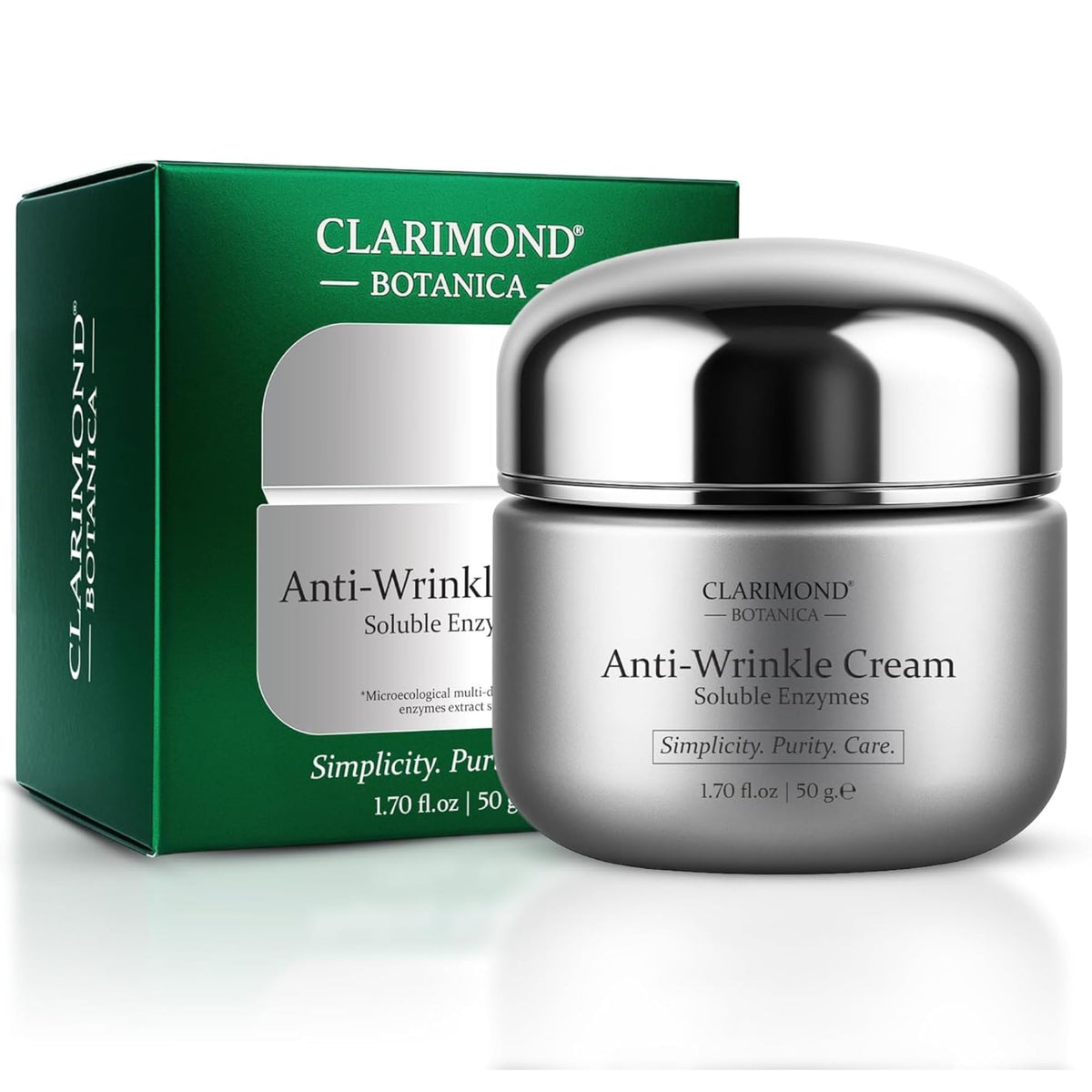 CLARIMOND Radiance Renewal – texture crème-visage en bouteille, hydratation prête pour le maquillage.