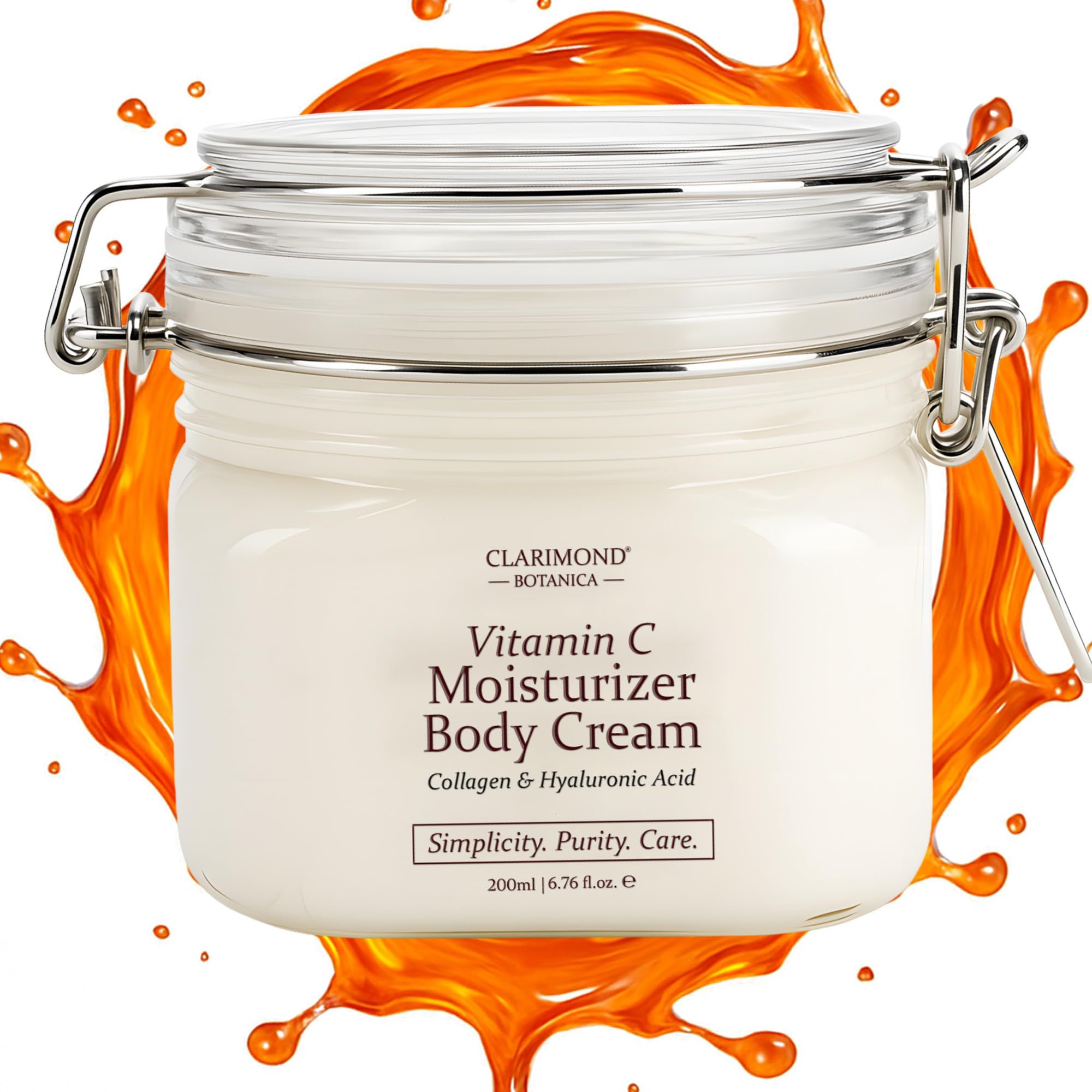 Clarimond Crème Corps vitamine C, bouteille affichée et hydratation légère.