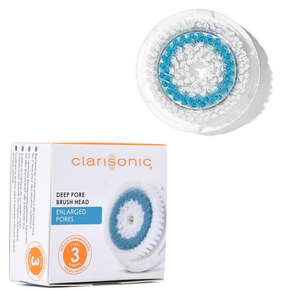 Clarisonic tête-brosse pour pores profonds, nettoyage en douceur et ciblé.