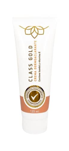 Application de la crème Dermoaclarante Class Gold Cosmetics sur la peau, éclaircissement ciblé.
