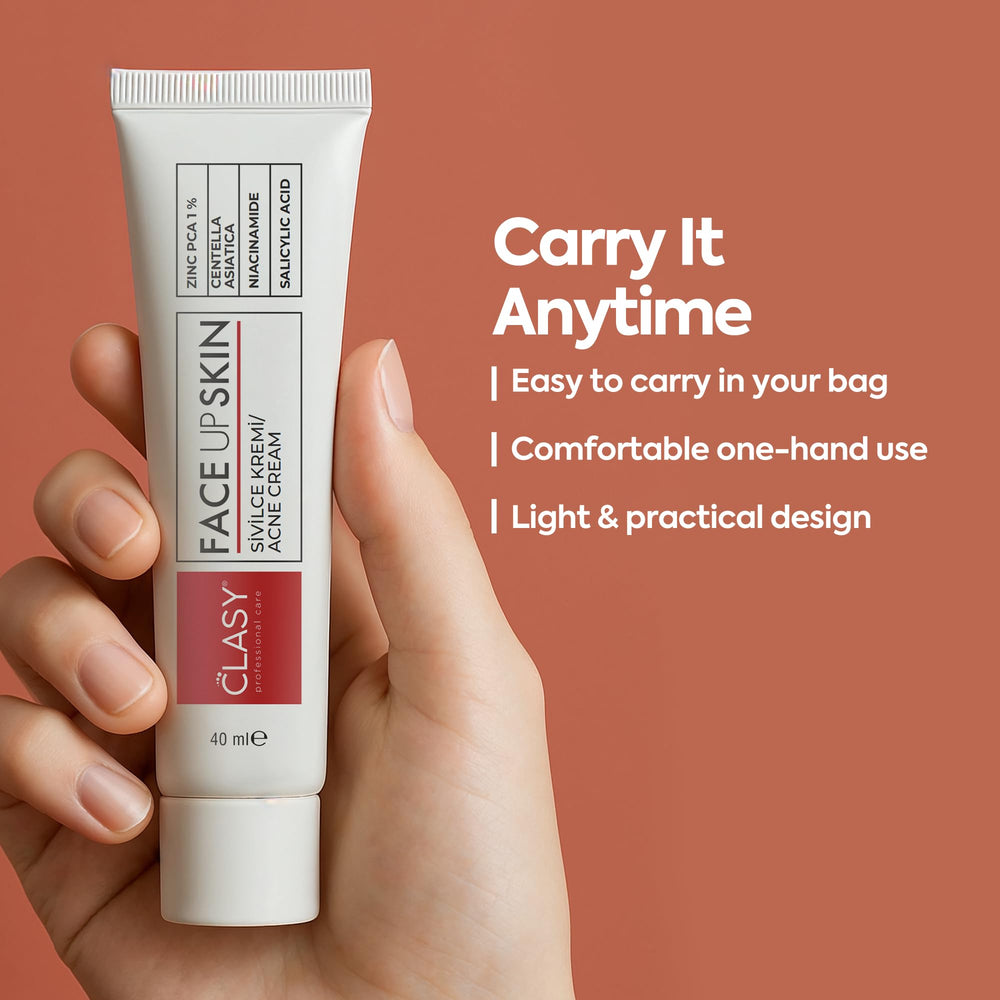 Niacinamide et Centella dans Crème Clasy Care Acne atténuent les cicatrices.