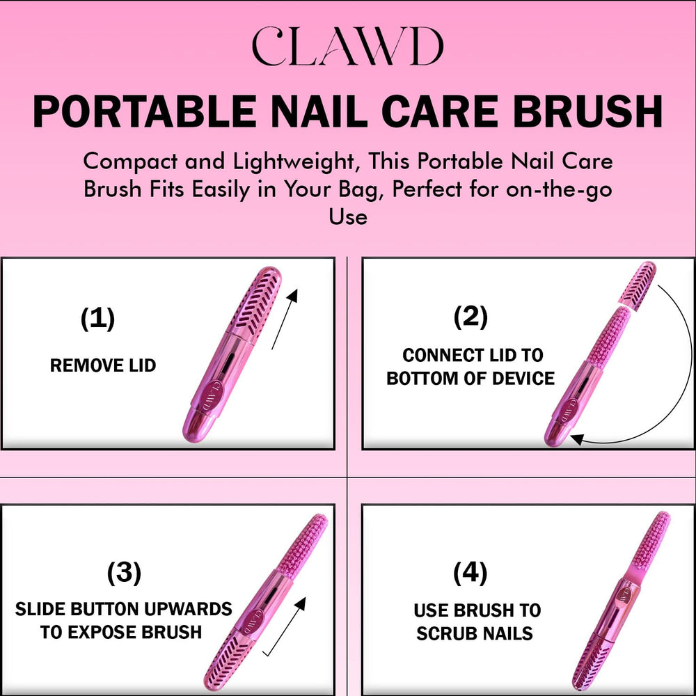 CLAWD brosse-ongles rose-nettoyage-rapide, nettoyage simple entre les rendez-vous.