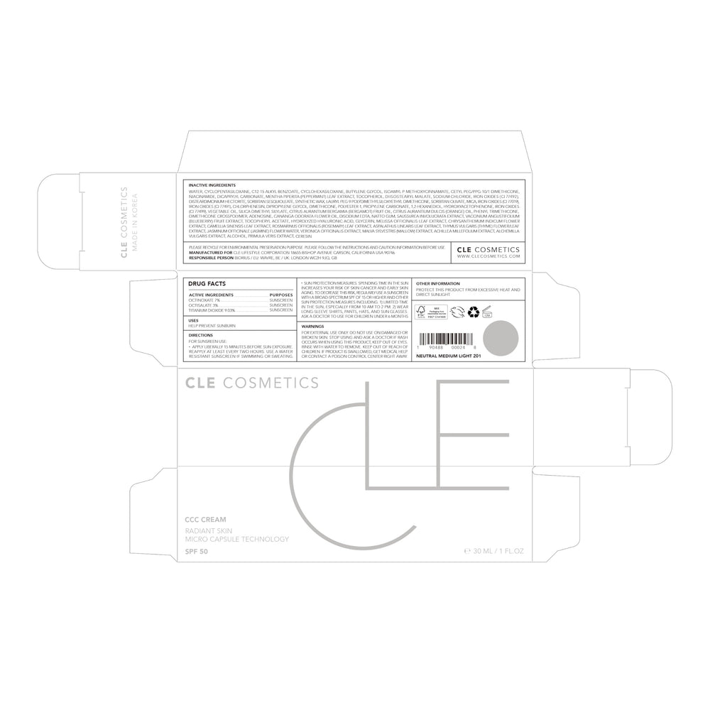 CLE Cosmetics CCC Crème 201: format 30 ml, pratique pour voyager