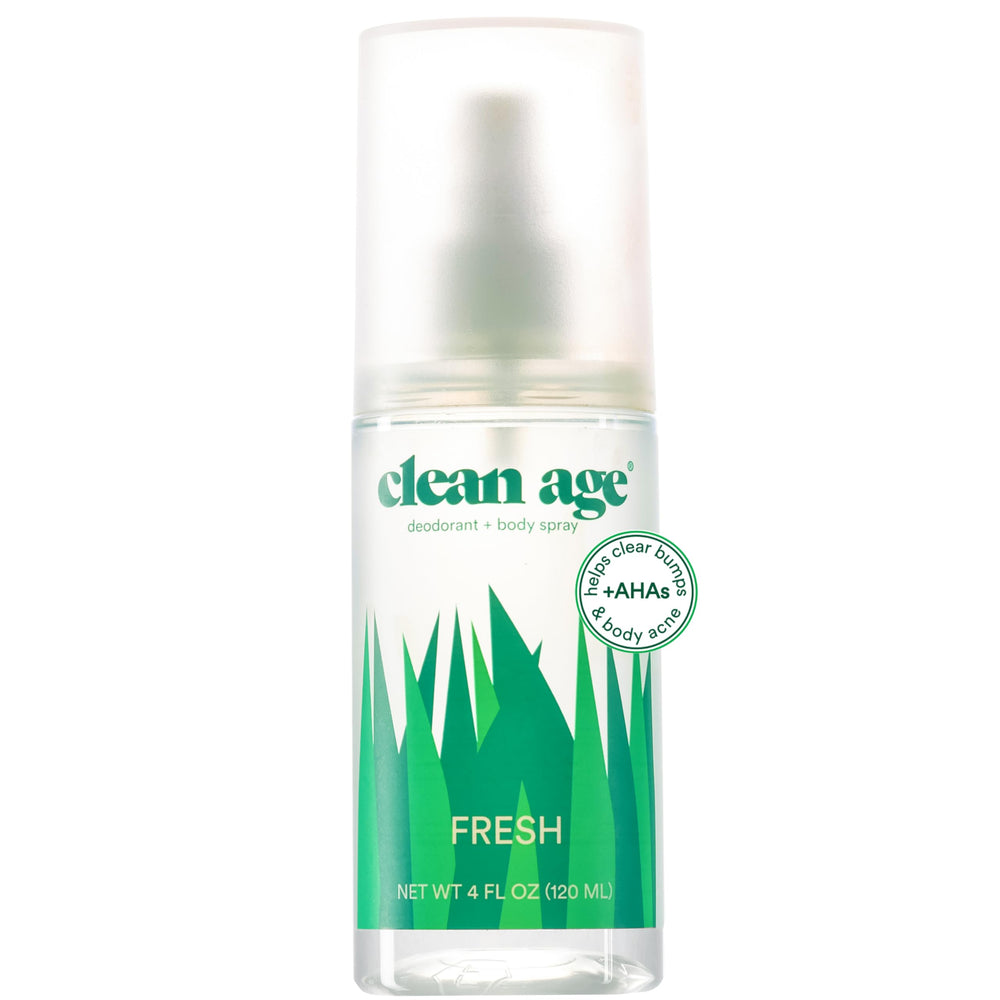 Clean Age bouteille spray corporel frais, odeur durable après le sport.