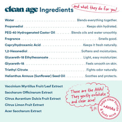 Emballage Clean Age Waves, etiquette claire et pratique.