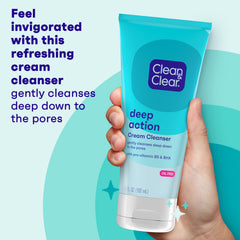 Clean & Clear Deep Action Cream Cleanser bottle close-up highlighting cooling effect.