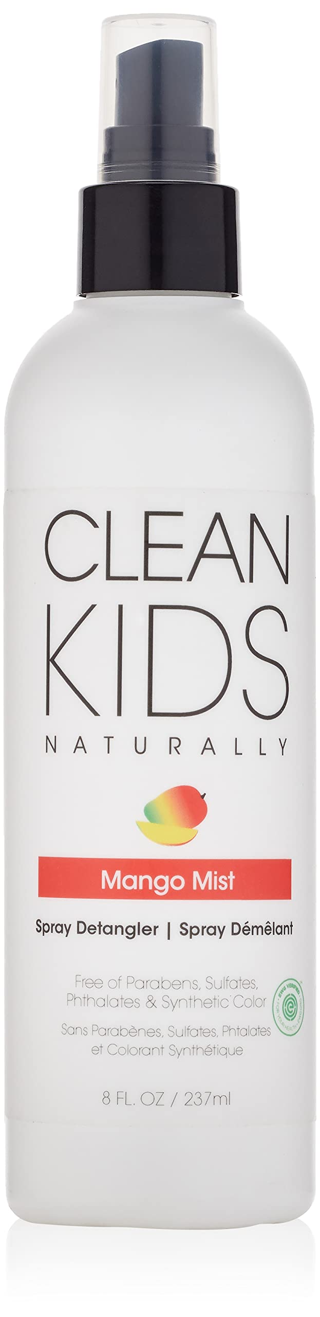 Clean Kids Naturally Mango Mist Démêlant – bouteille, démêlage en douceur pour cheveux d'enfants.