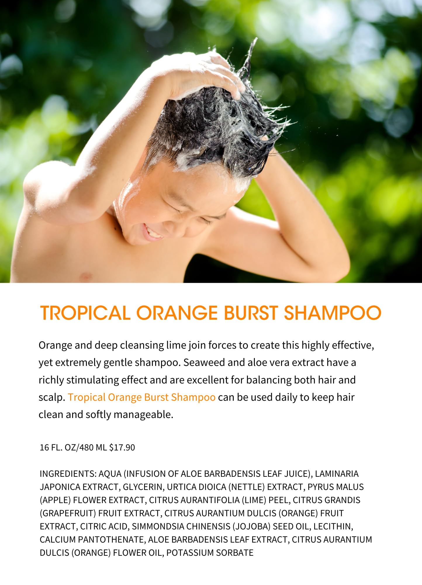 Texture crème Clean Kids Naturally Shampoing tropical, application douce et fluide.