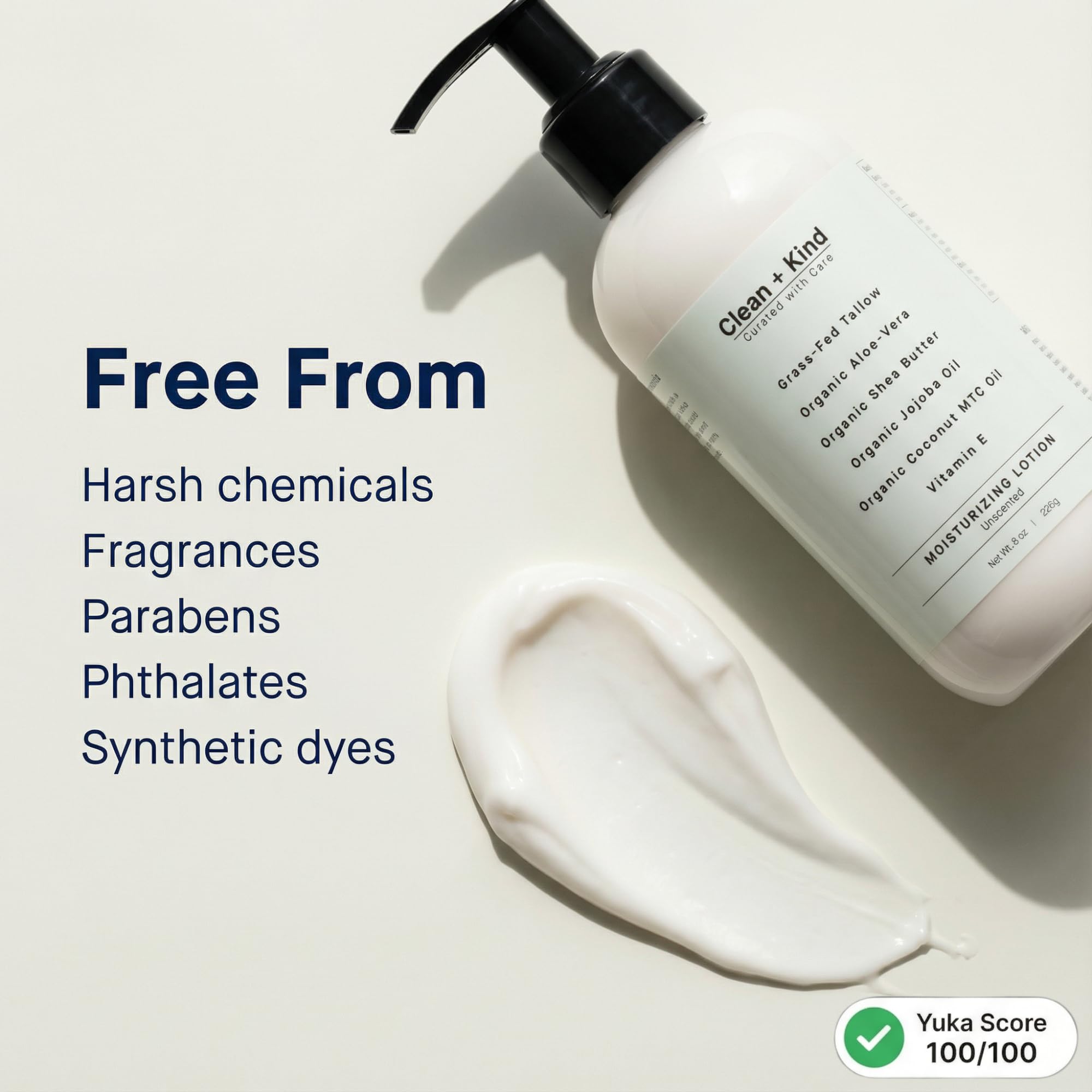 Ingrédients naturels Clean + Kind, sans parabènes ni sulfates.