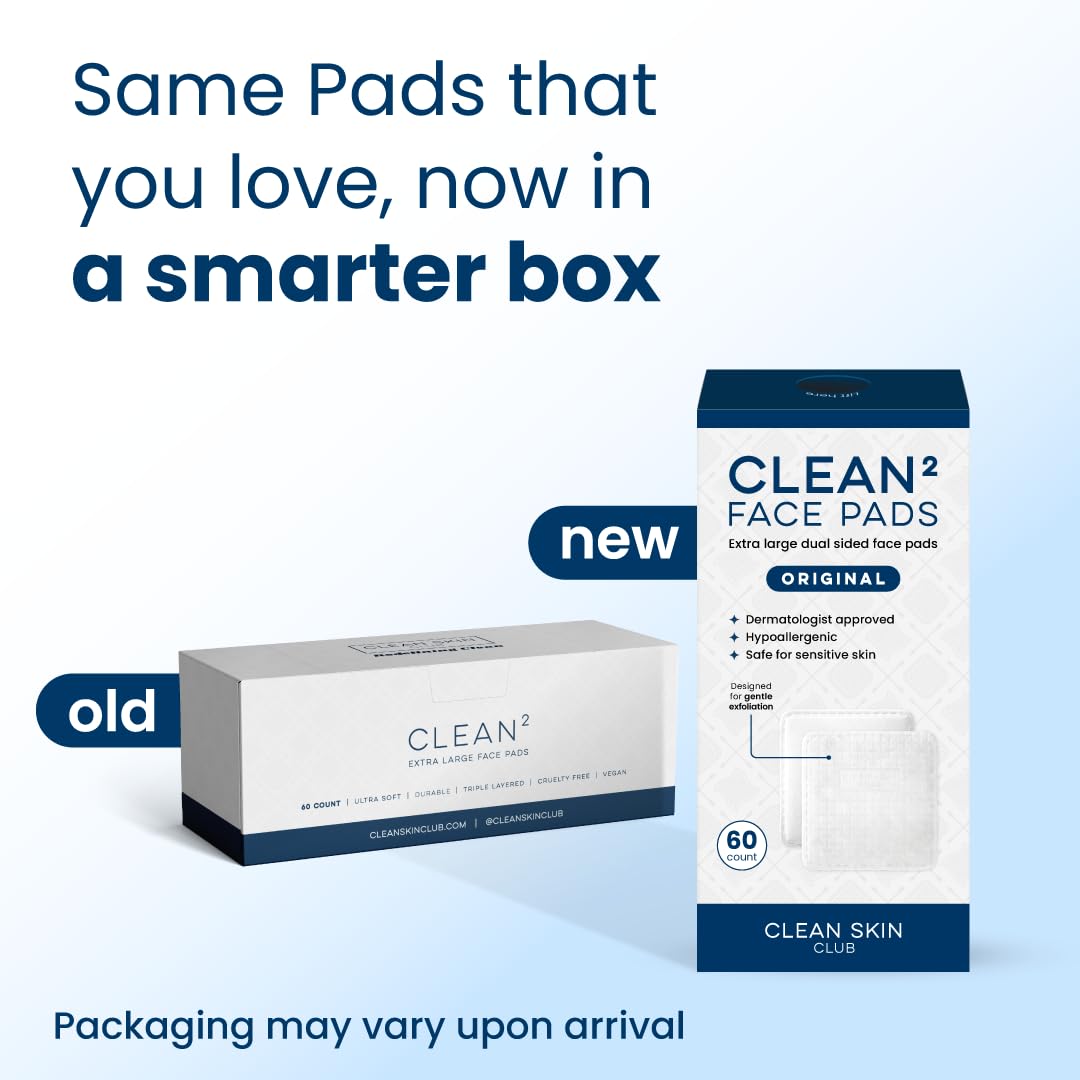 Clean Skin Club Clean² Pads 2.0: triple couches pour efficacité et confort.