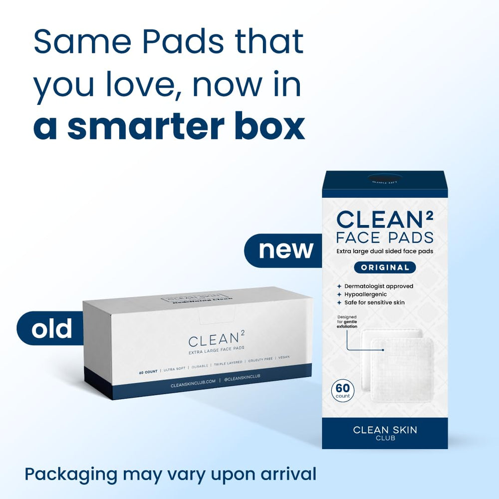Clean Skin Club Clean² Pads 2.0: triple couches pour efficacité et confort.