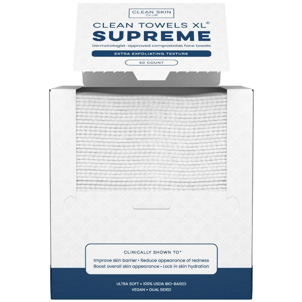 CLEAN SKIN CLUB front packaging showing 50-count convenience and clarity