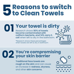 CLEAN SKIN CLUB towel held in hand demonstrating gentle grip and ease