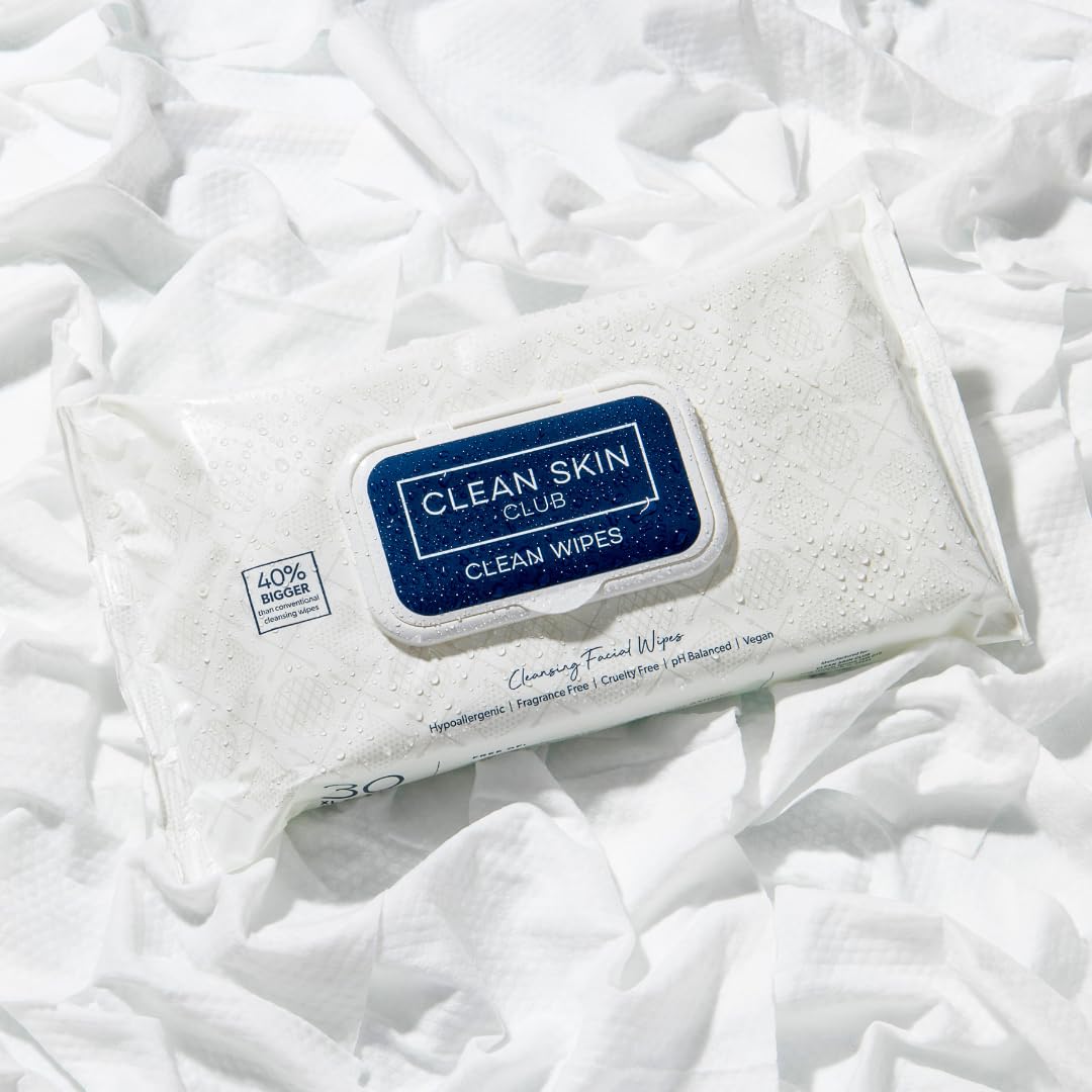 Peau fraîche après l’utilisation des lingettes Clean Skin Club XL Premium.