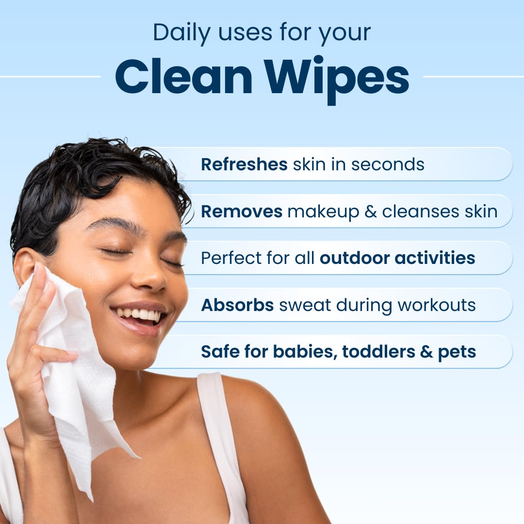 Sans alcool, lingette Clean Skin Club XL Premium, formule douce.