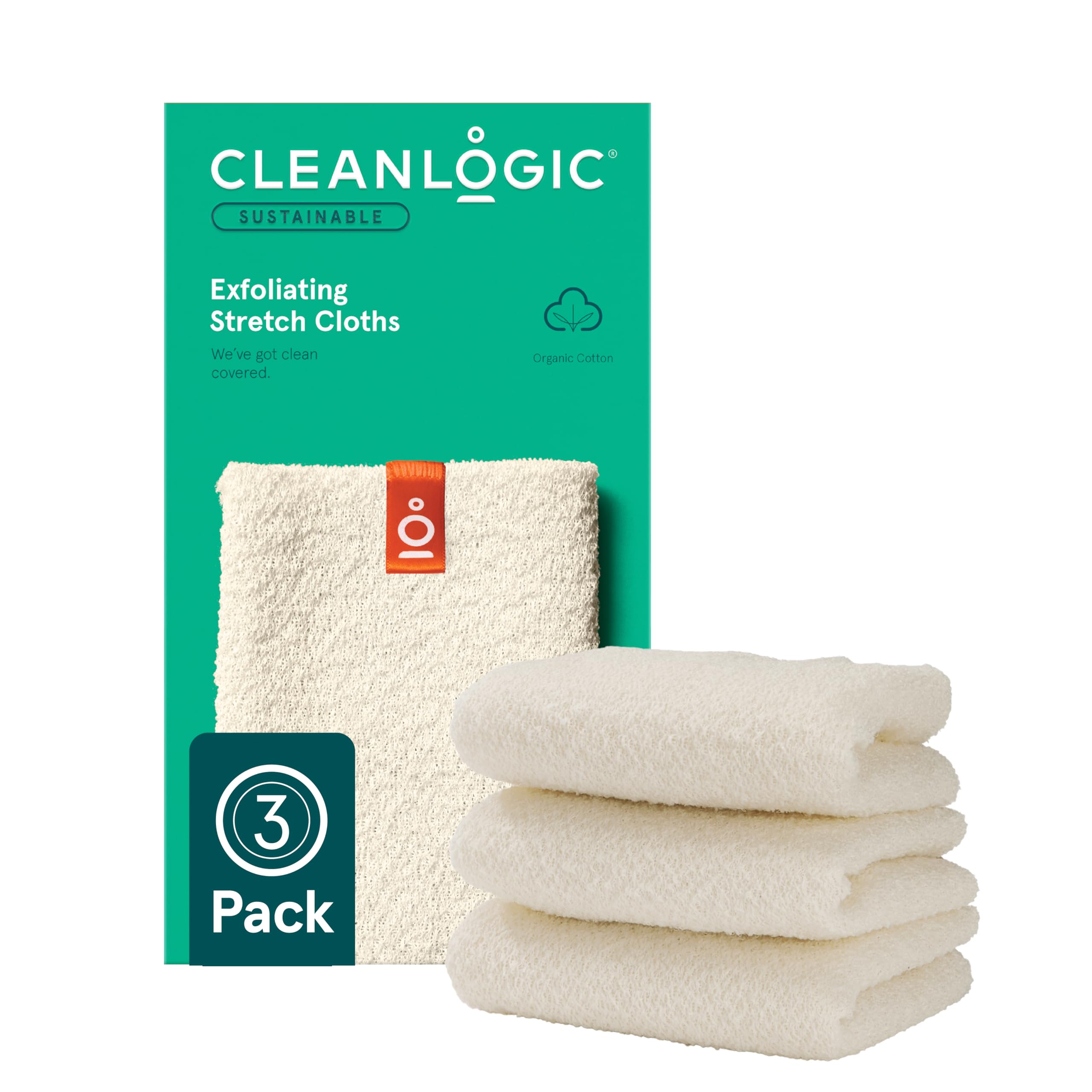 Gant exfoliant Cleanlogic pour le corps en coton bio—nettoie en profondeur.