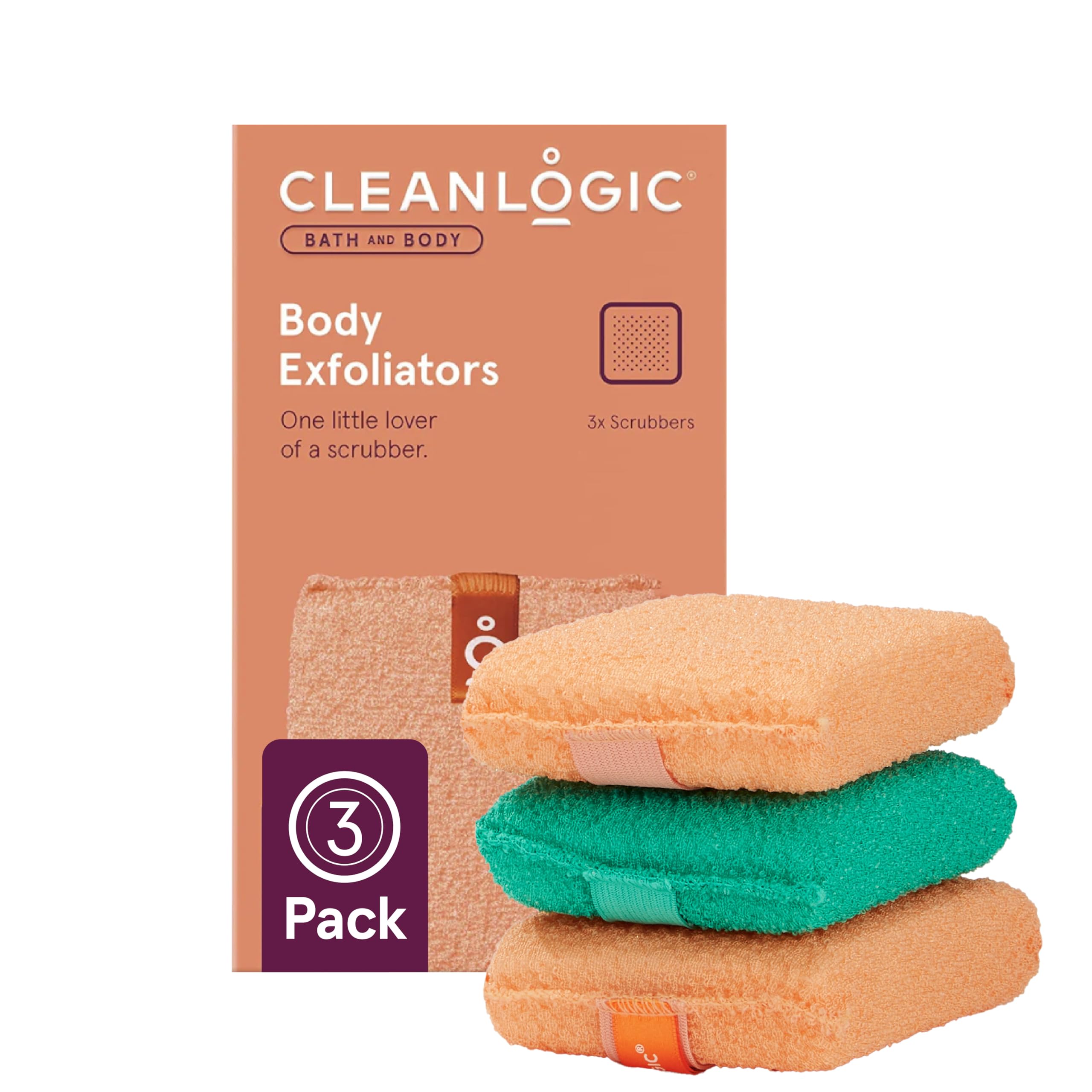 Cleanlogic gant exfoliant pour le corps, peau nettoyée en profondeur.