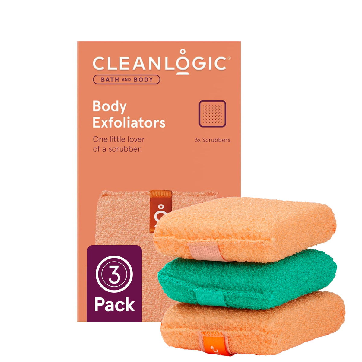 Cleanlogic gant exfoliant pour le corps, peau nettoyée en profondeur.