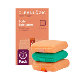 Cleanlogic gant exfoliant pour le corps, peau nettoyée en profondeur.