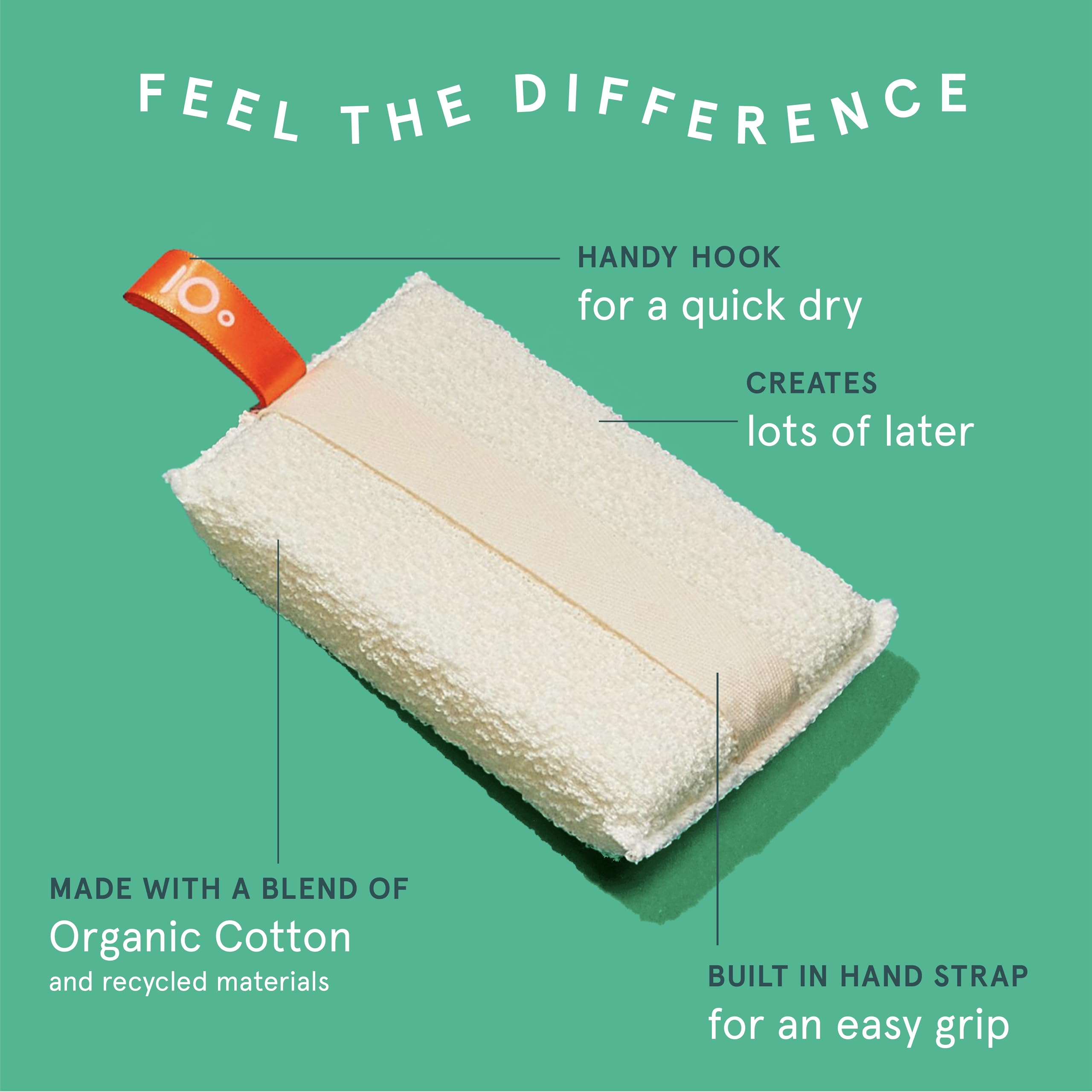 Texture douce du gant Cleanlogic en coton biologique pour exfolier en douceur.