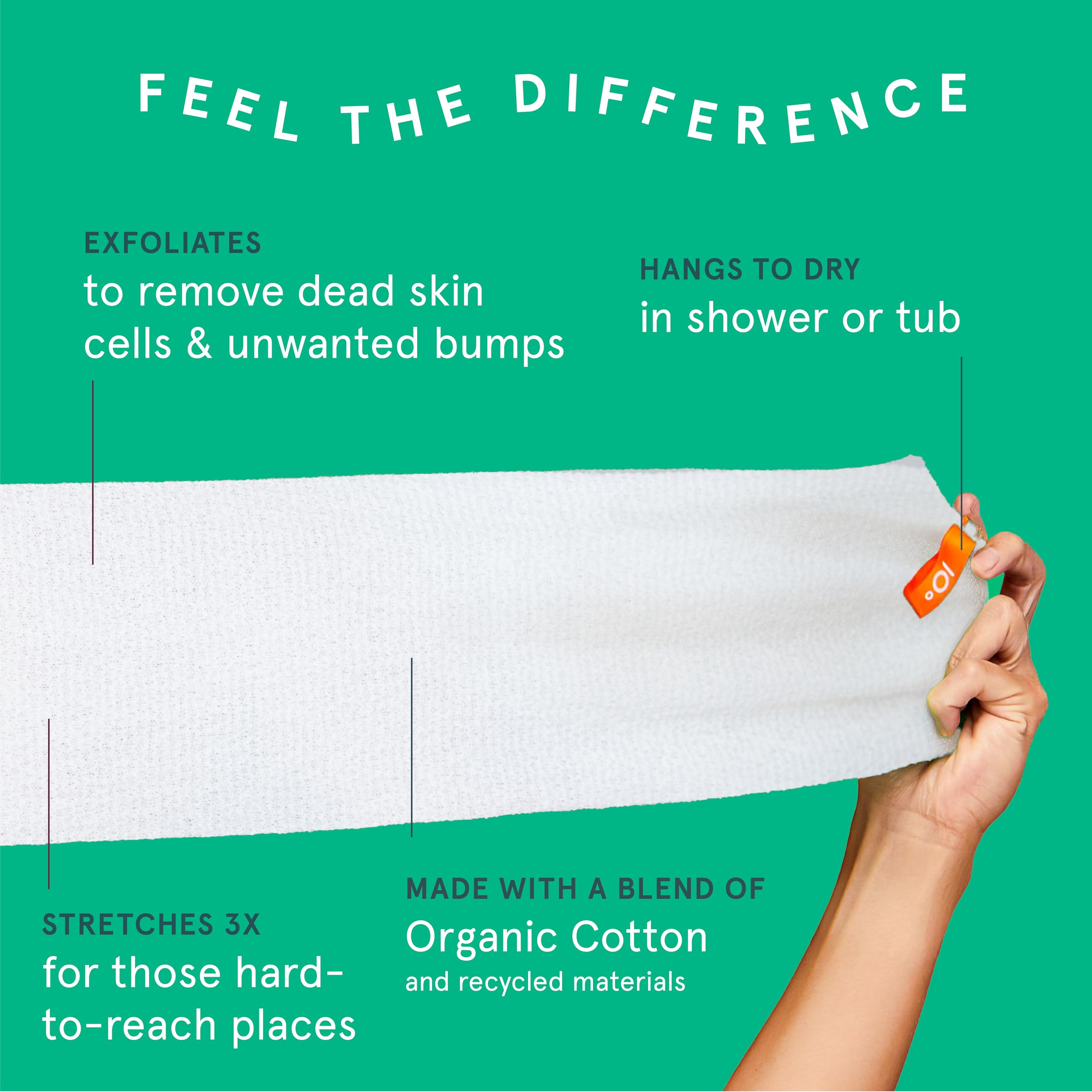 Texture douce du gant Cleanlogic pour peau sensible et satinée.