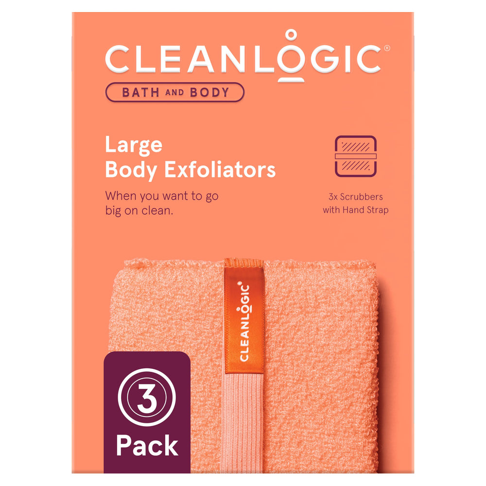 Cleanlogic gommage-corps grand-format exfolie en profondeur pour une peau plus lisse.