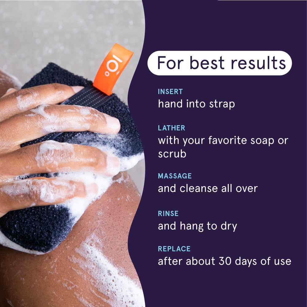 Paquet de trois gants exfoliants Cleanlogic, pratique pour votre routine.
