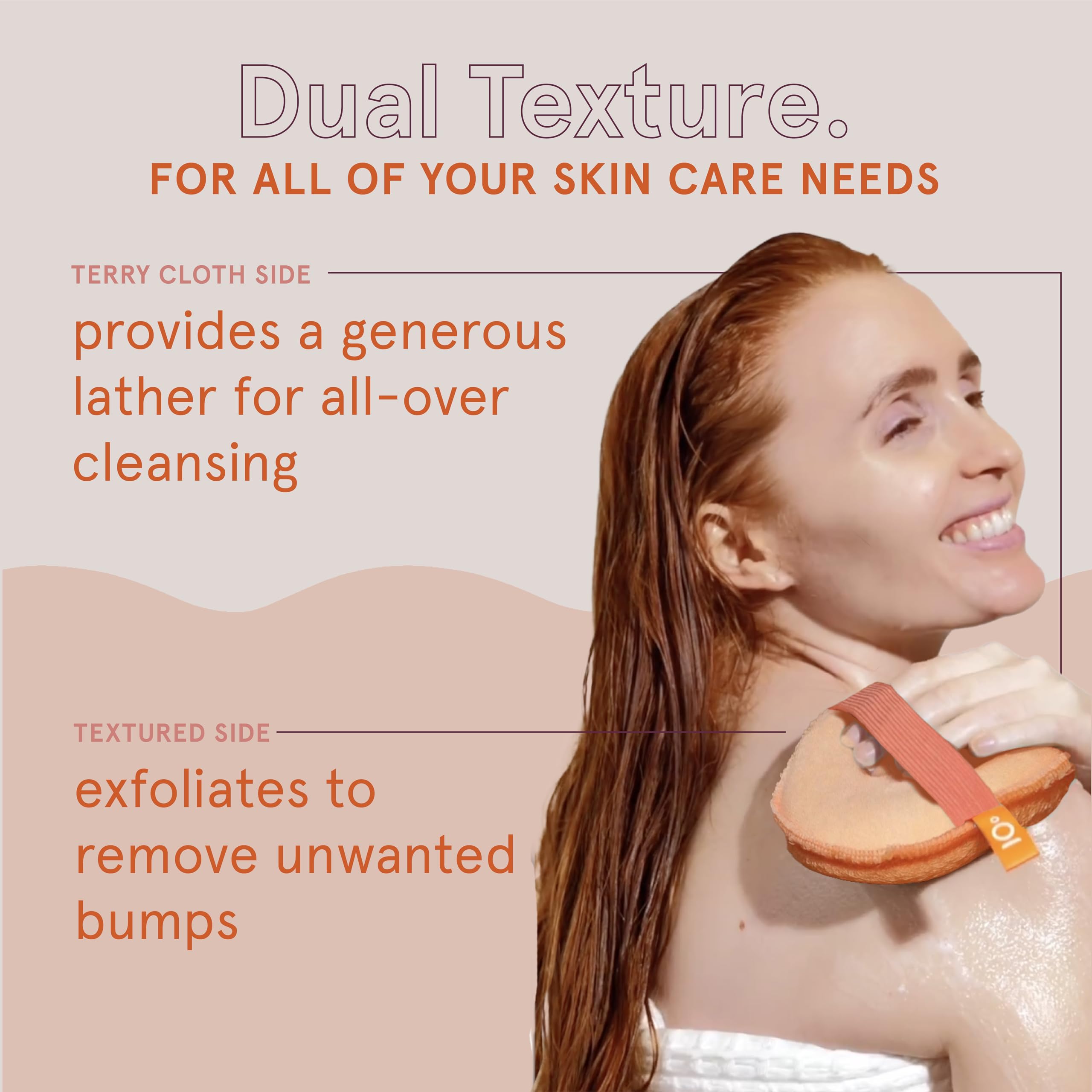 Peau plus lisse après exfoliation avec le gant Cleanlogic.