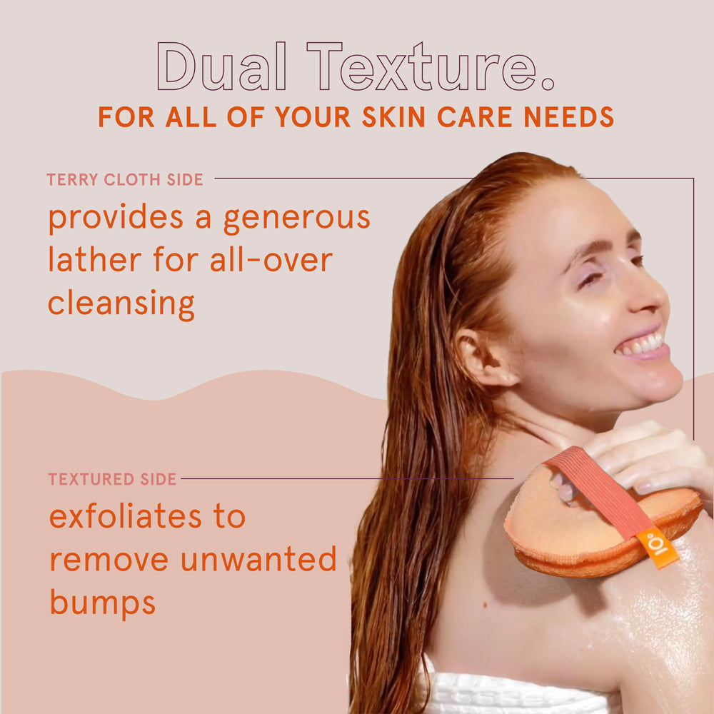 Peau plus lisse après exfoliation avec le gant Cleanlogic.