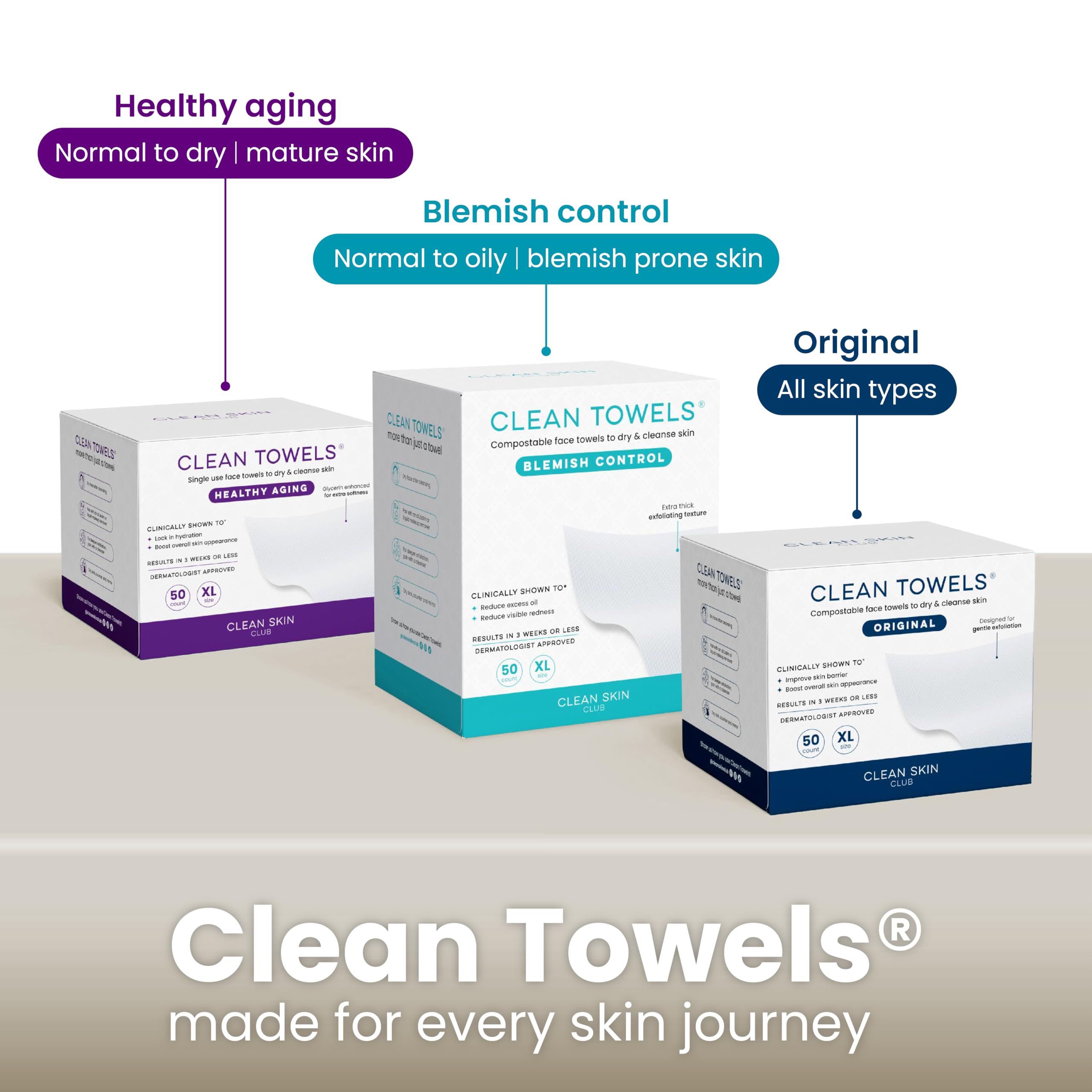 CLEAN SKIN CLUB finition taupe-pierre apporte une touche naturelle.