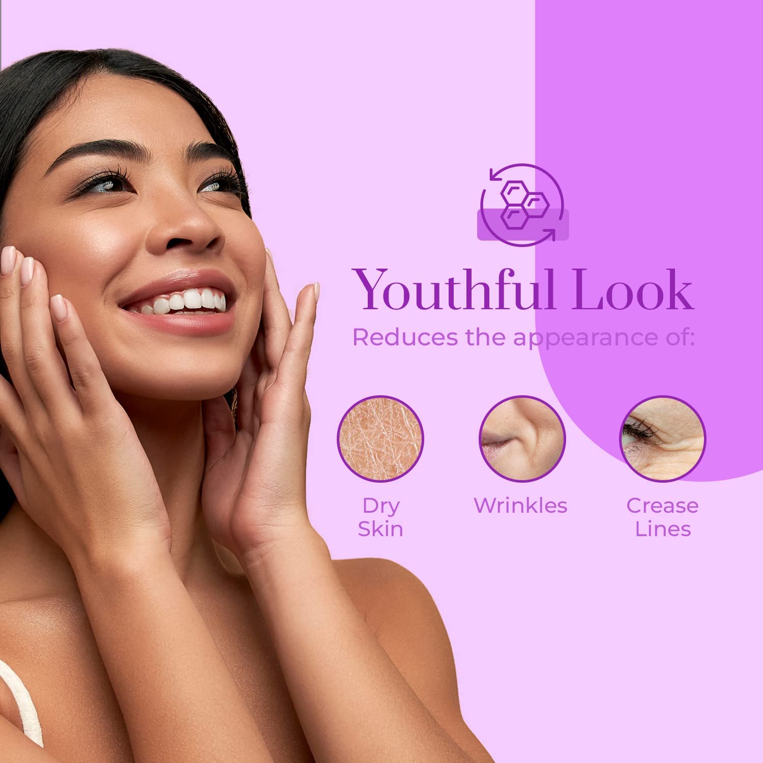 Application sur le visage avec Clear Beauty Crème Jour Collagène.