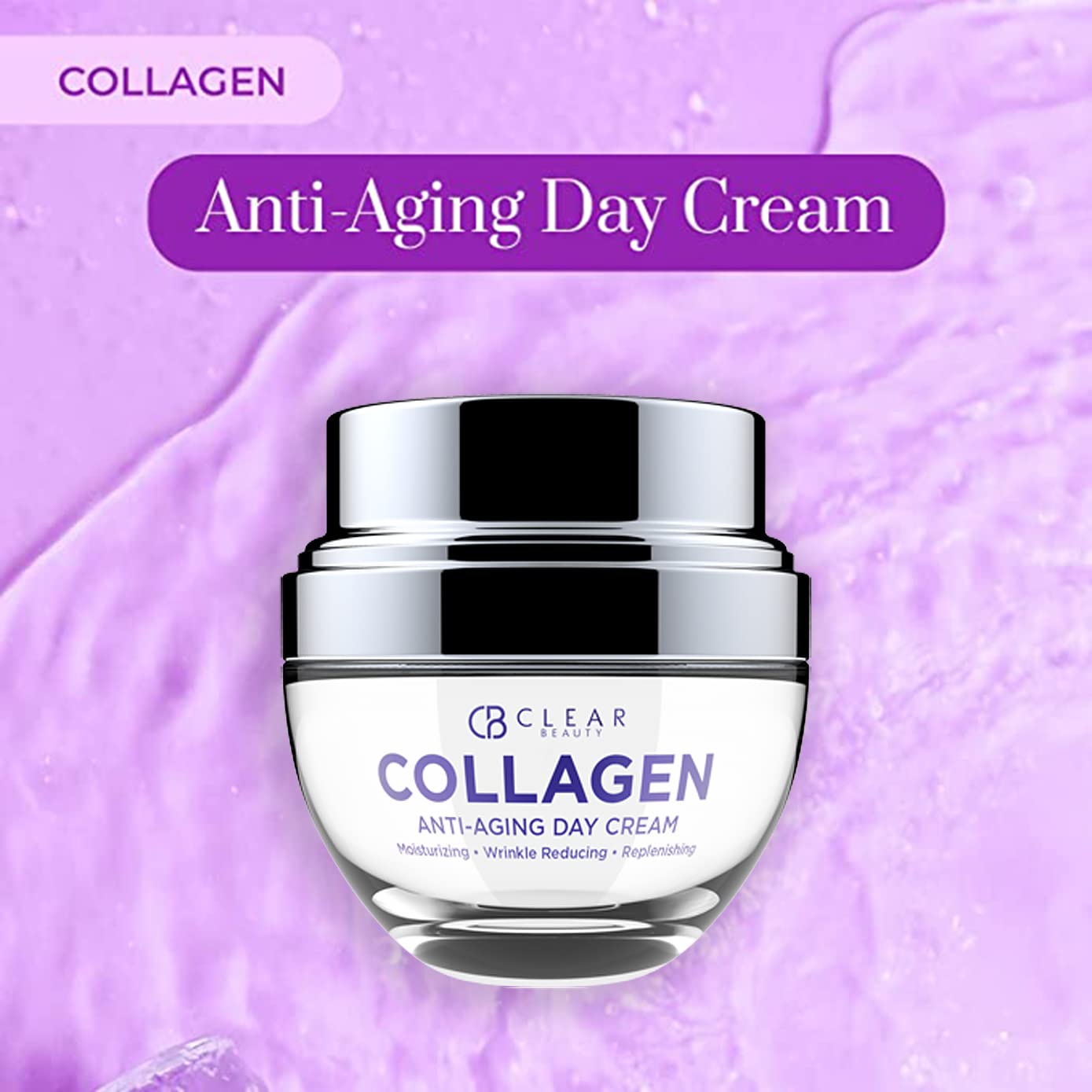 Routine matinale avec Clear Beauty Crème Jour Collagène.
