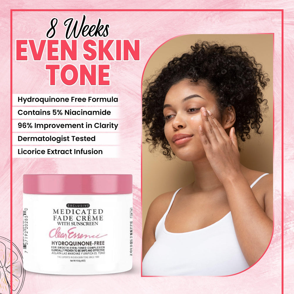 Crème Clear Essence testée dermatologiquement — sécurité et douceur.