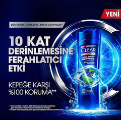 Formule gel fluide Clear Men Cool Sport Menthol pour une application douce.