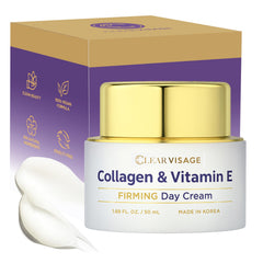 Clear Visage: bouteille de crème visage, hydratation légère pour peau sèche.