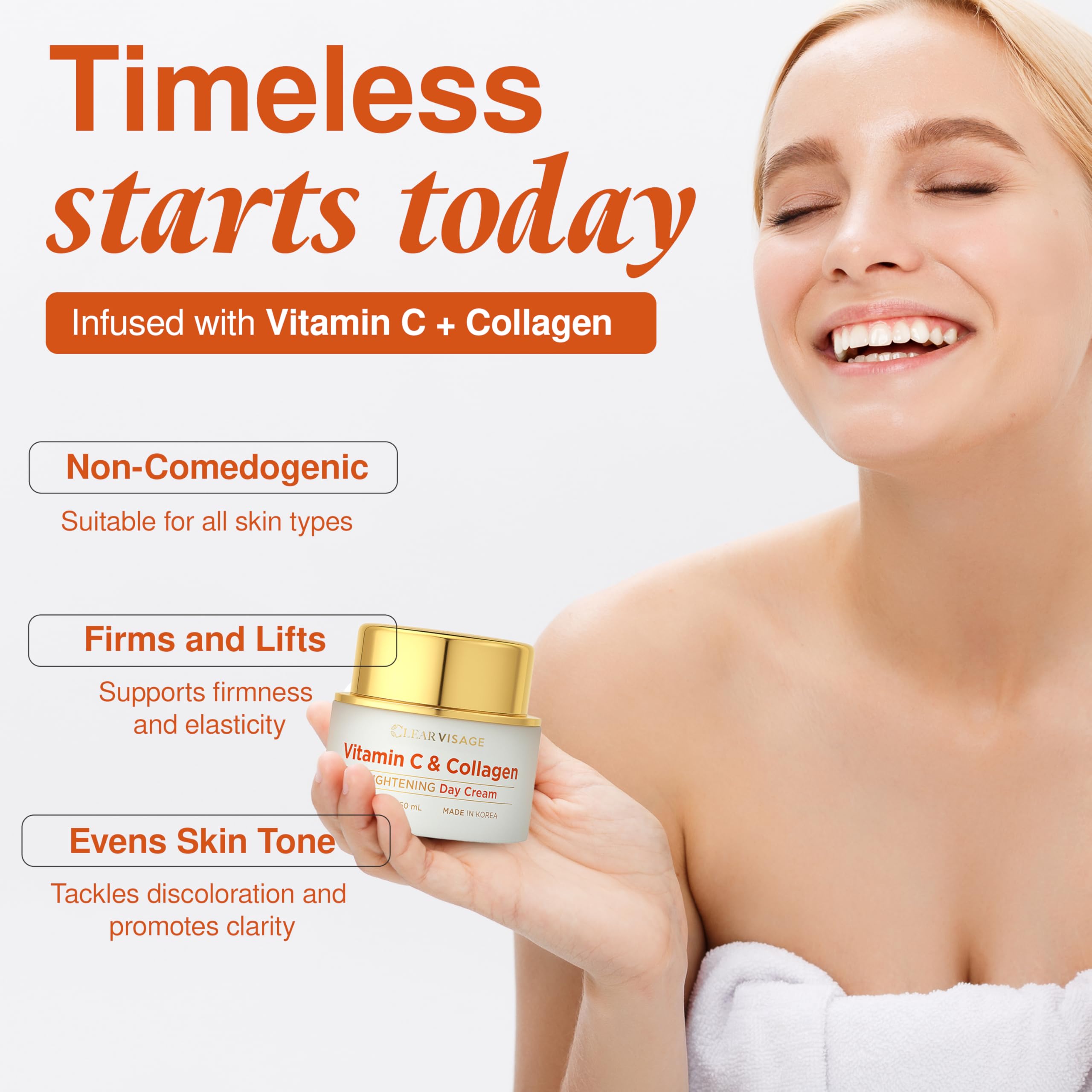 Clear Visage – routine-matin-creme-jour: base idéale sous maquillage et protection solaire.